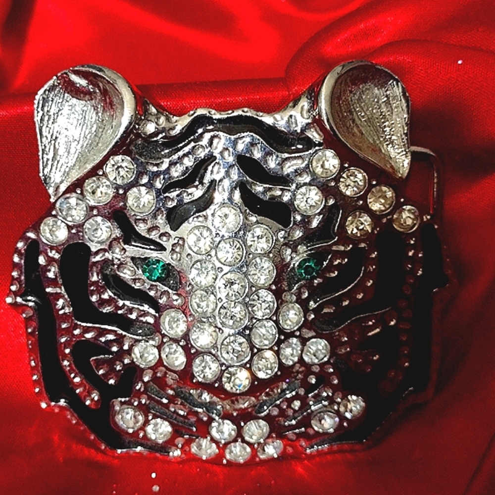Runway Gem Rhinestone Studded 🐯 Belt Buckle - Picture 3 of 8